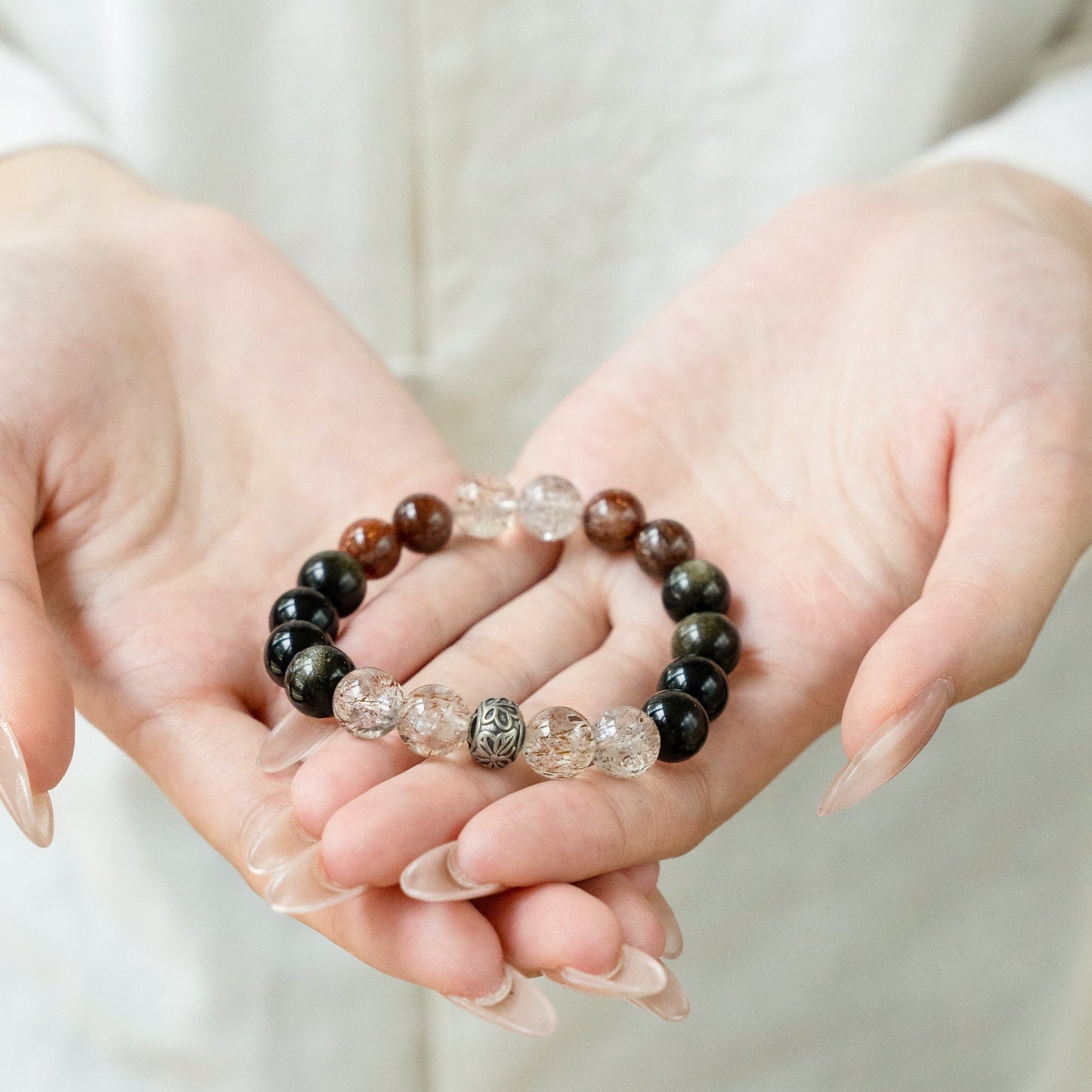 Black Obsidian Harmony Shield Crystal Bracelet