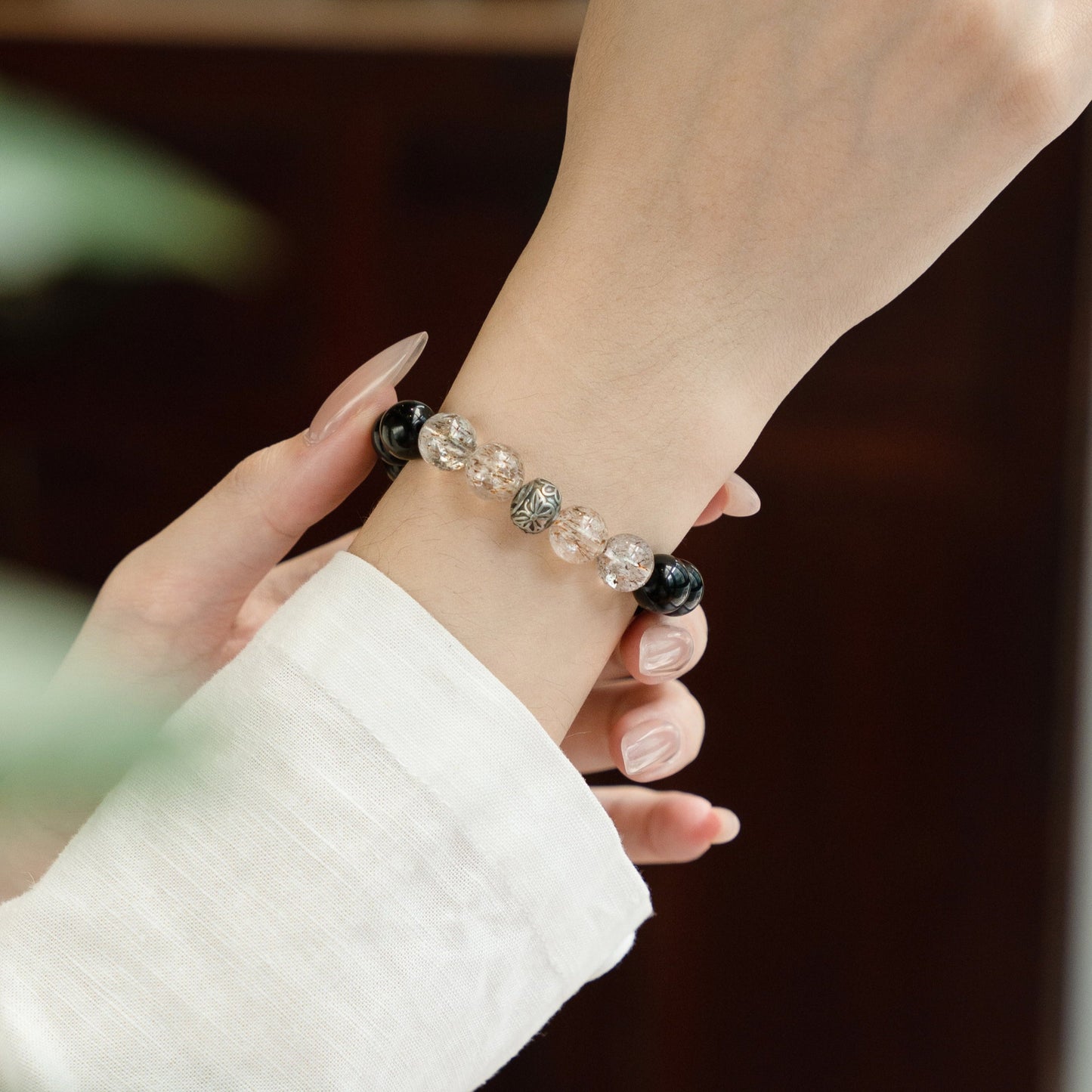 Black Obsidian Harmony Shield Crystal Bracelet