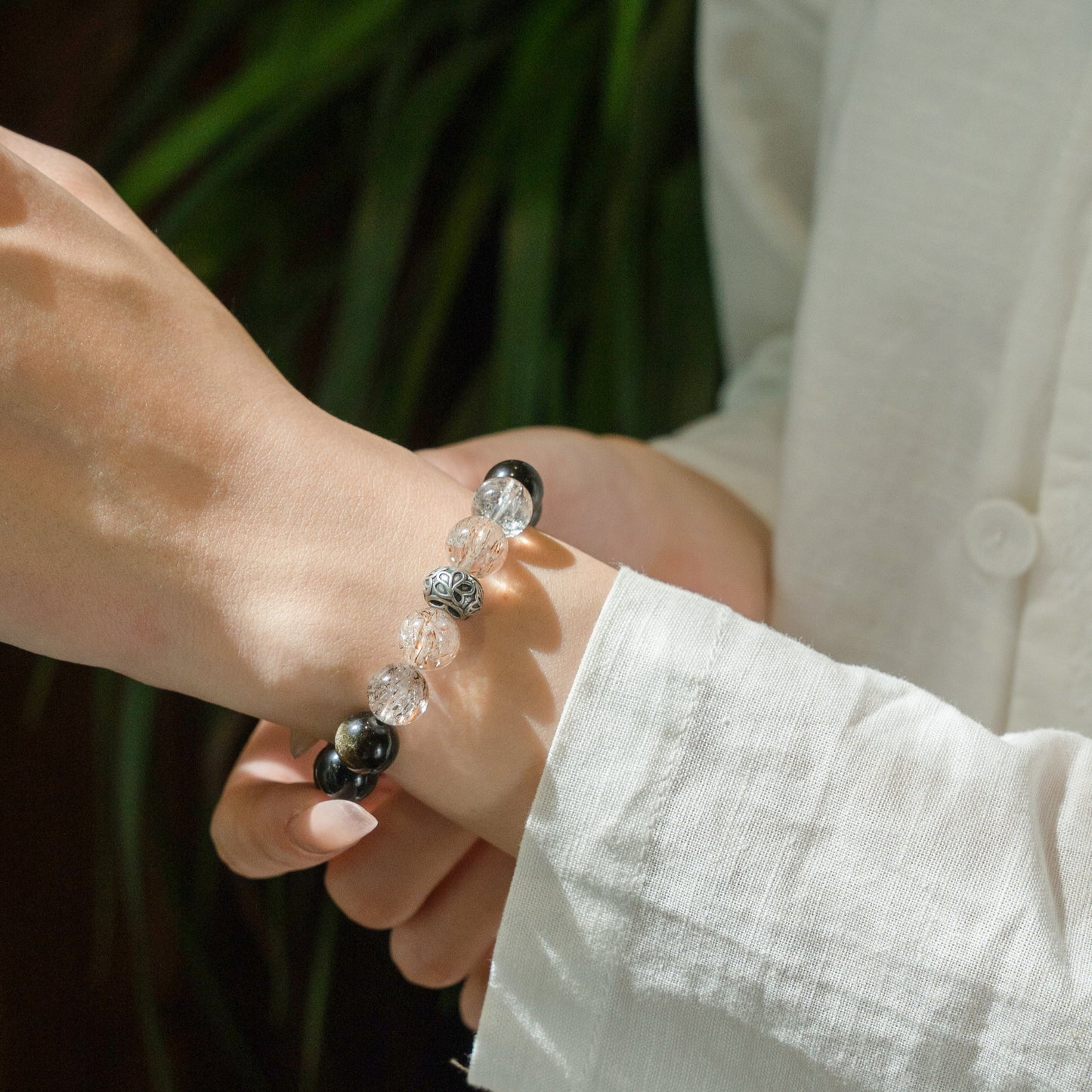 Black Obsidian Harmony Shield Crystal Bracelet
