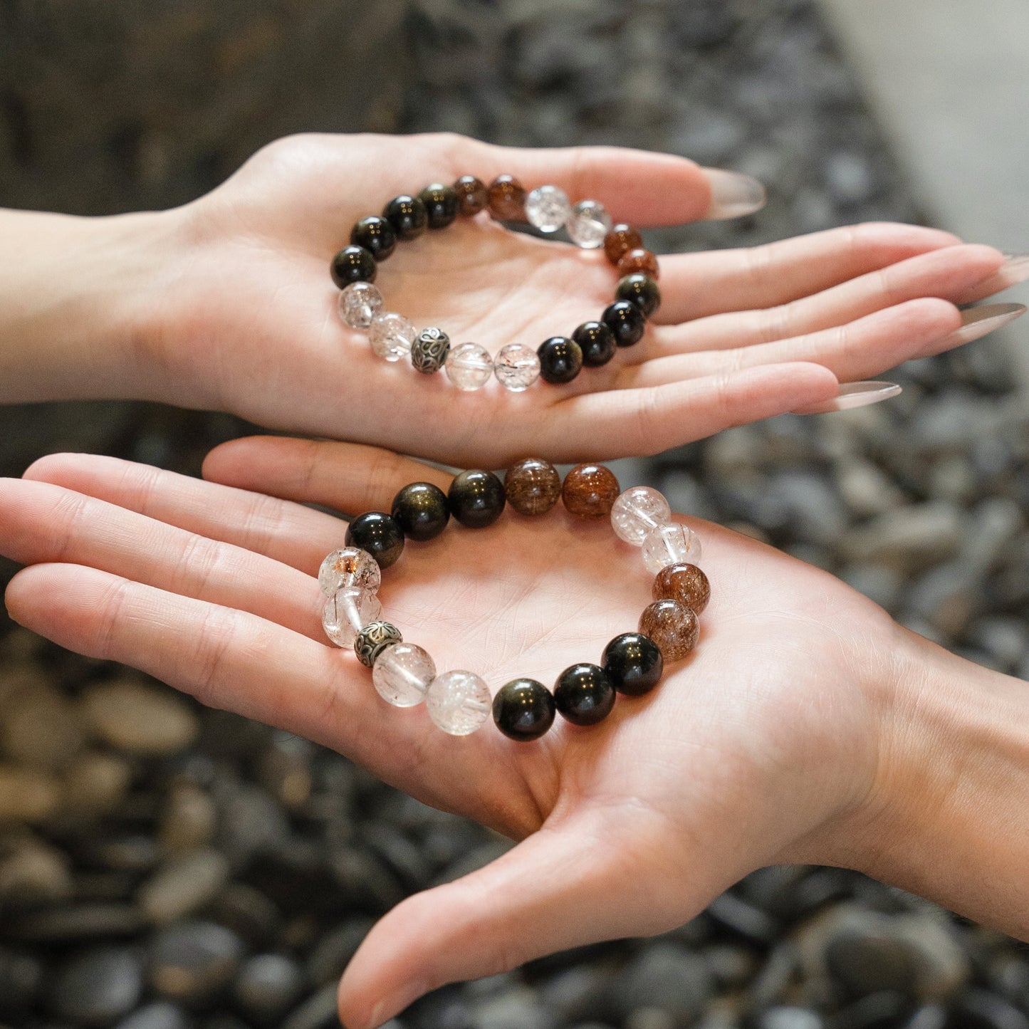 Black Obsidian Harmony Shield Crystal Bracelet
