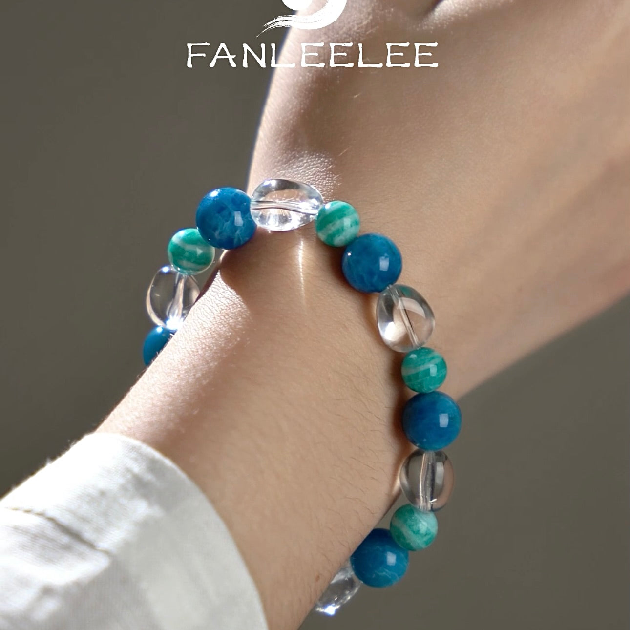 Ocean Soul Crystal Bracelet Blue Apatite, Amazonite and Clear Quartz Bracelet for Emotional Calmness and Focus
