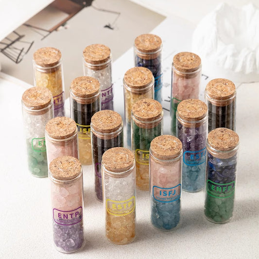 MBTI 16 Personality Exclusive Crystal Vial, Crystal Chip Storage Vial, Personalized Crystal Peripheral Decoration