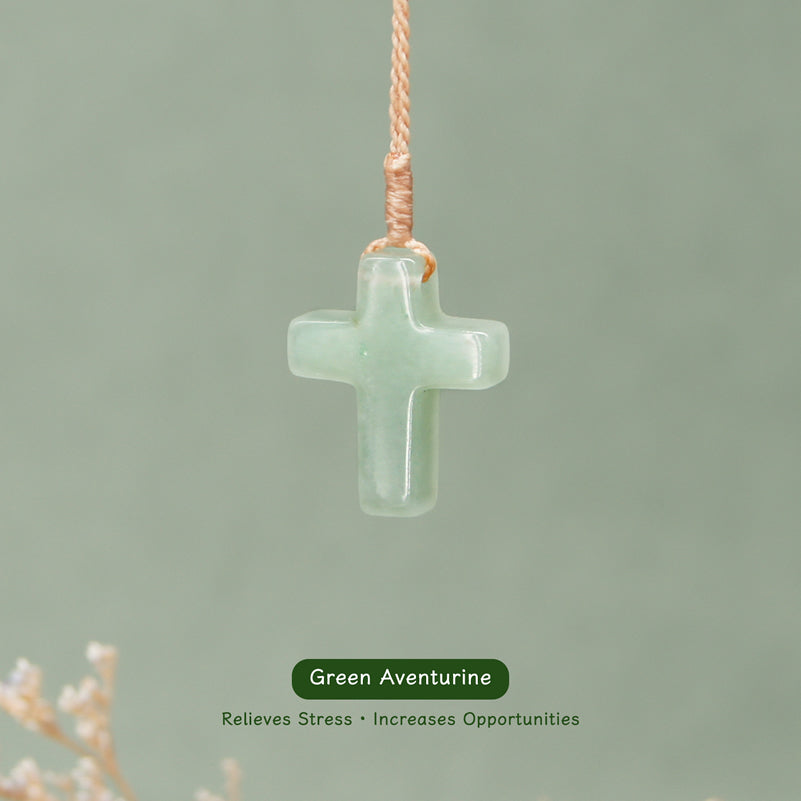 Natural Crystal Cross Pendant Necklace - Unisex & Couple Style