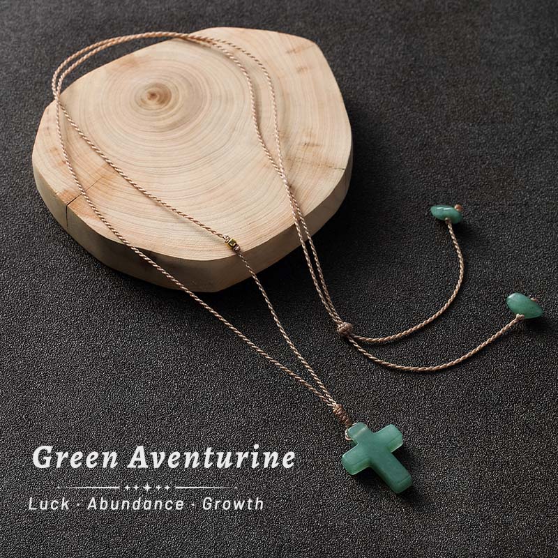 Natural Crystal Cross Pendant Necklace - Unisex & Couple Style