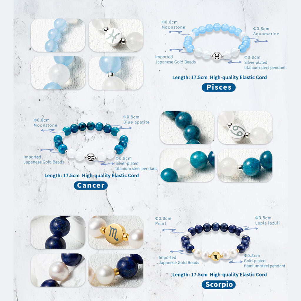12 Zodiac Energy Crystal Bracelets