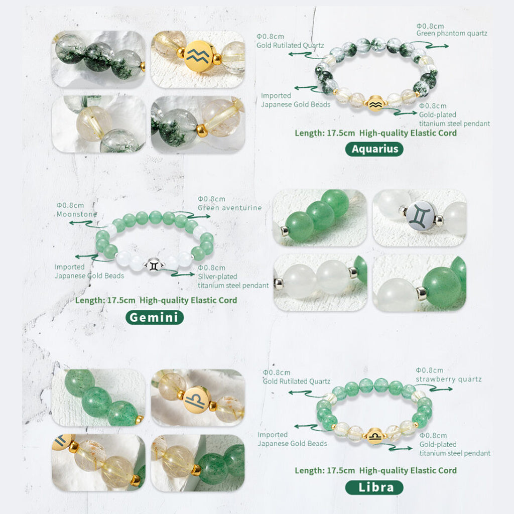 12 Zodiac Energy Crystal Bracelets