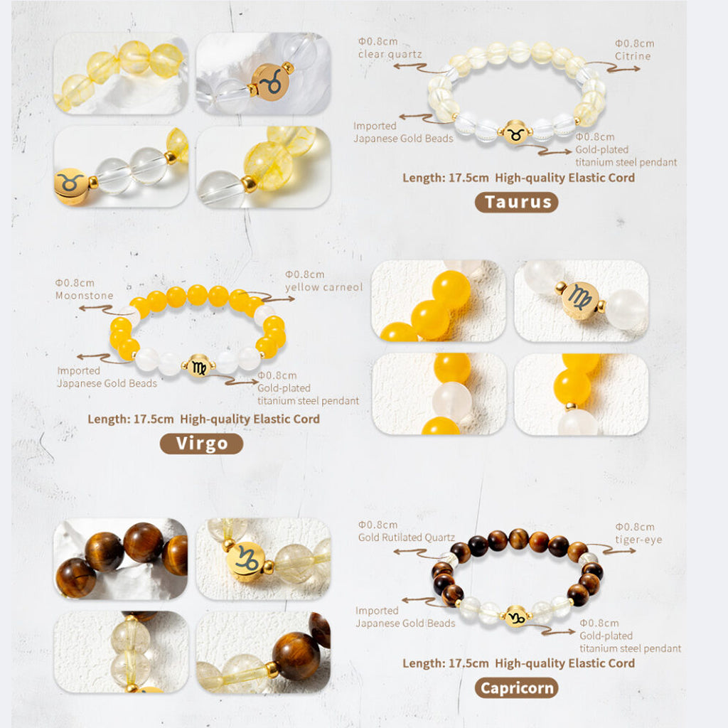 12 Zodiac Energy Crystal Bracelets
