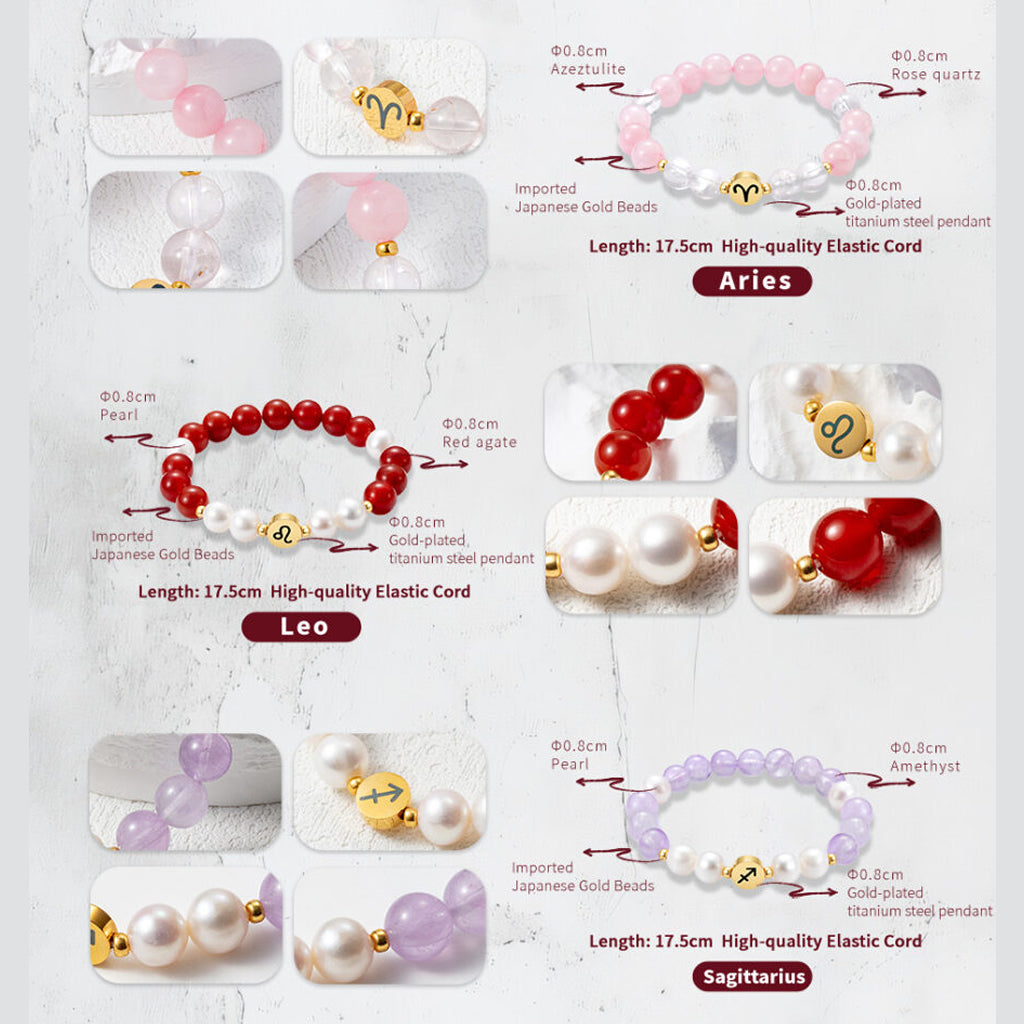 12 Zodiac Energy Crystal Bracelets