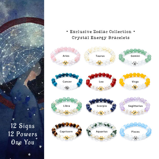 12 Zodiac Energy Crystal Bracelets