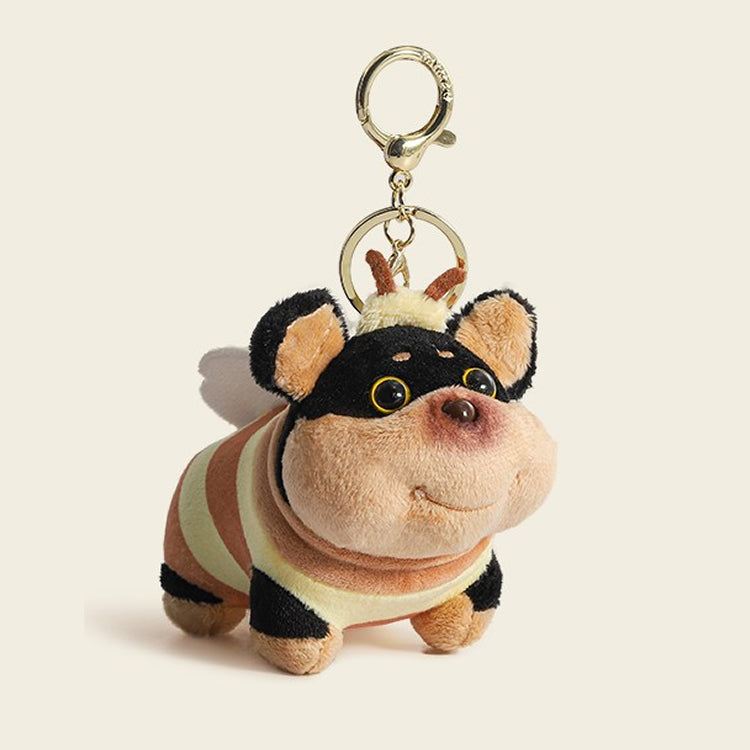 Adorable Bee Puppy Plush Backpack Charm Keychain