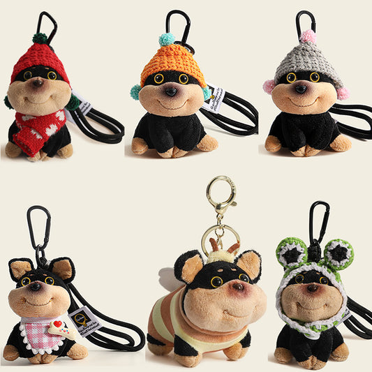 Adorable Bee Puppy Plush Backpack Charm Keychain