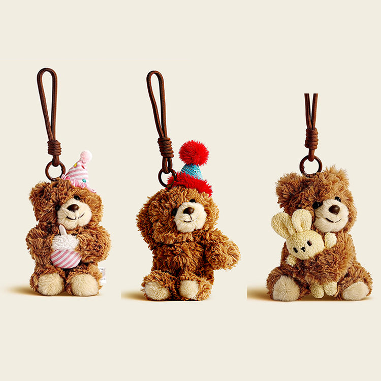 Bear Hug Rabbit Plush Doll Bag Charm Keychain