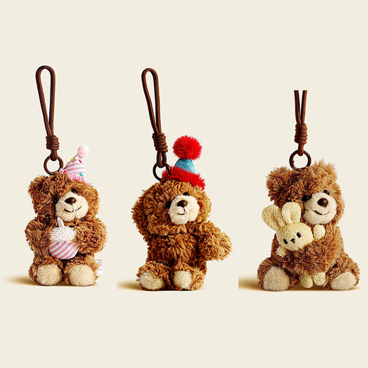 Bear Hug Rabbit Plush Doll Bag Charm Keychain