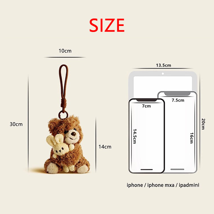 Bear Hug Rabbit Plush Doll Bag Charm Keychain
