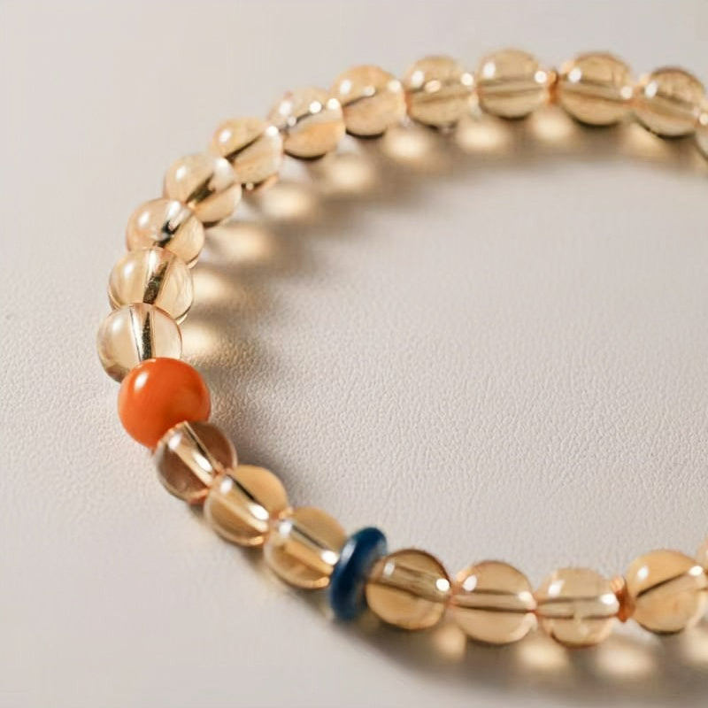 Brazilian Natural Clean-Body Citrine Crystal Bracelet 6mm|Attract Wealth