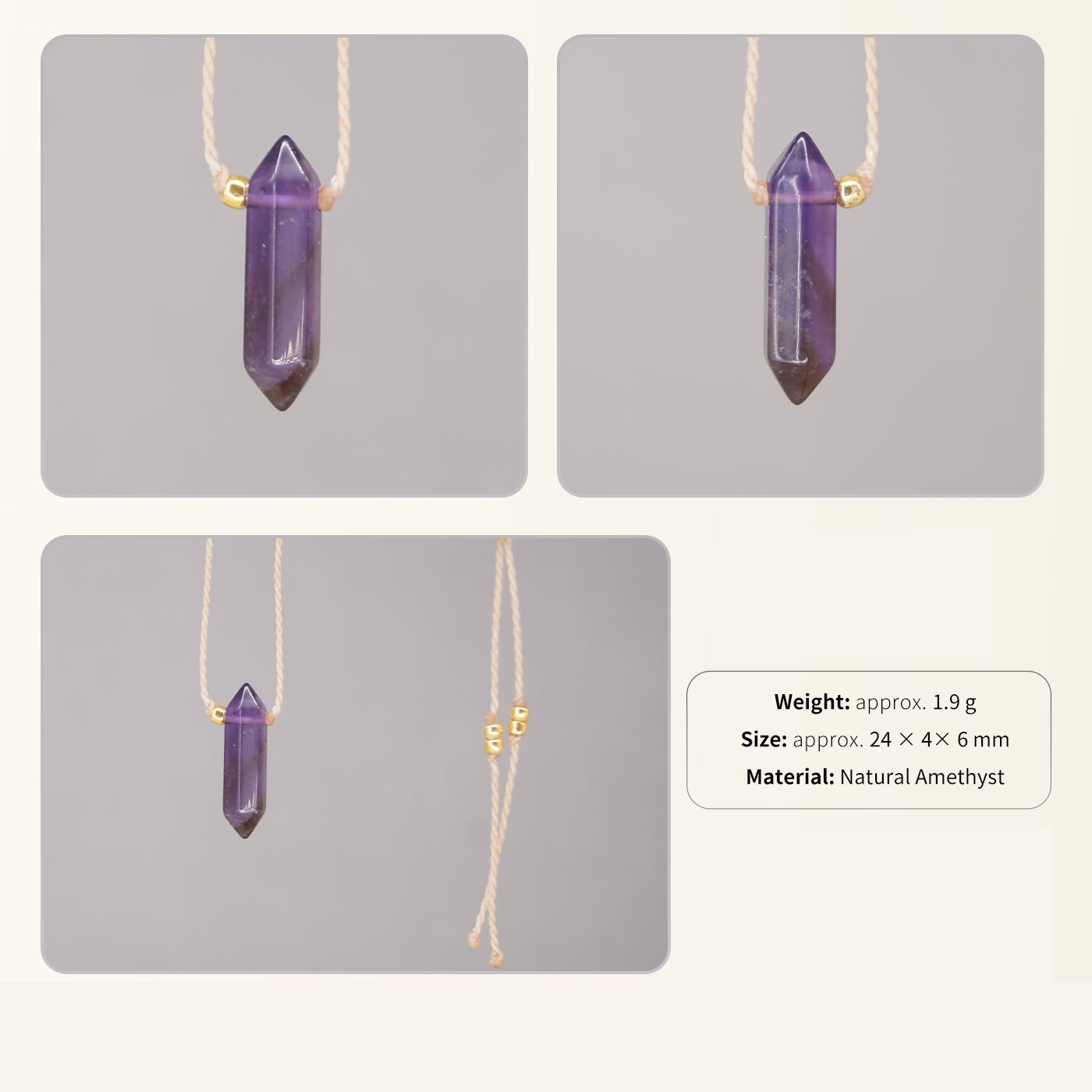 Natural Crystal Hexagonal Prism Pendant Necklace - Couple Style