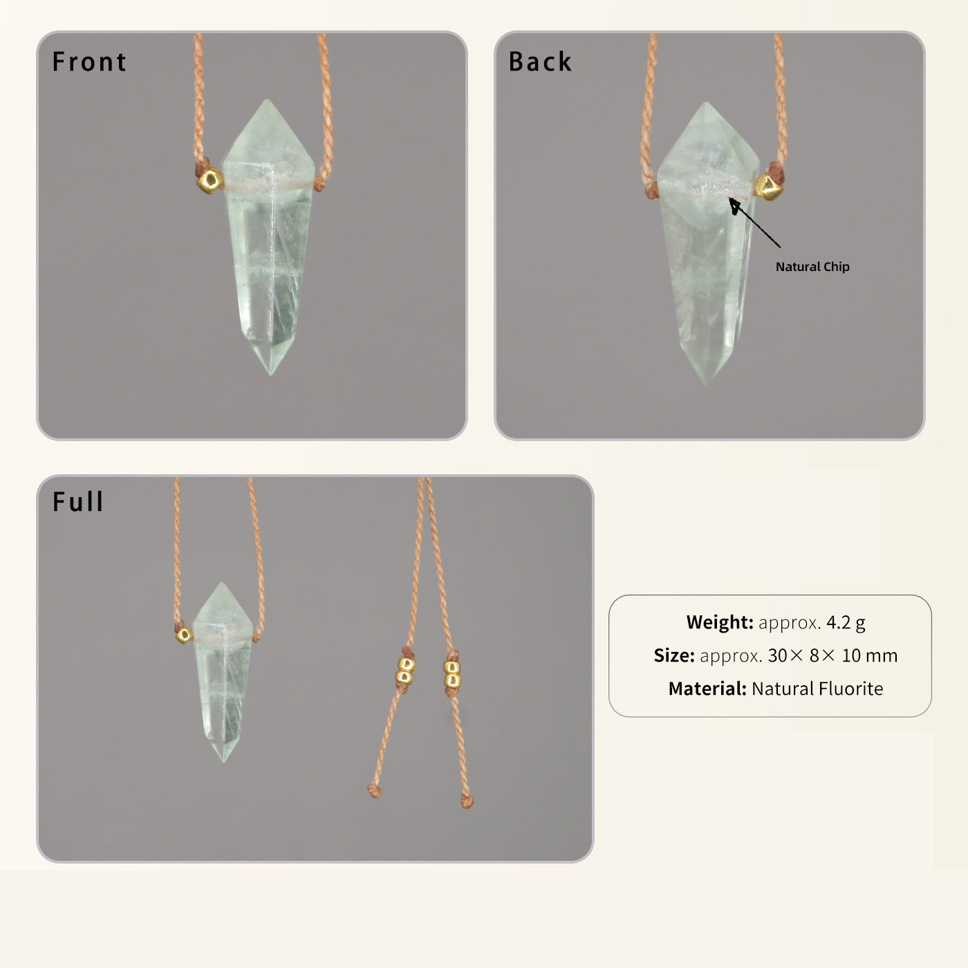 Natural Crystal Hexagonal Prism Pendant Necklace - Couple Style