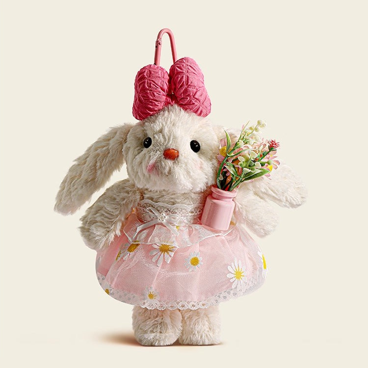Cute Floral Long-Eared Rabbit Plush Bag Charm