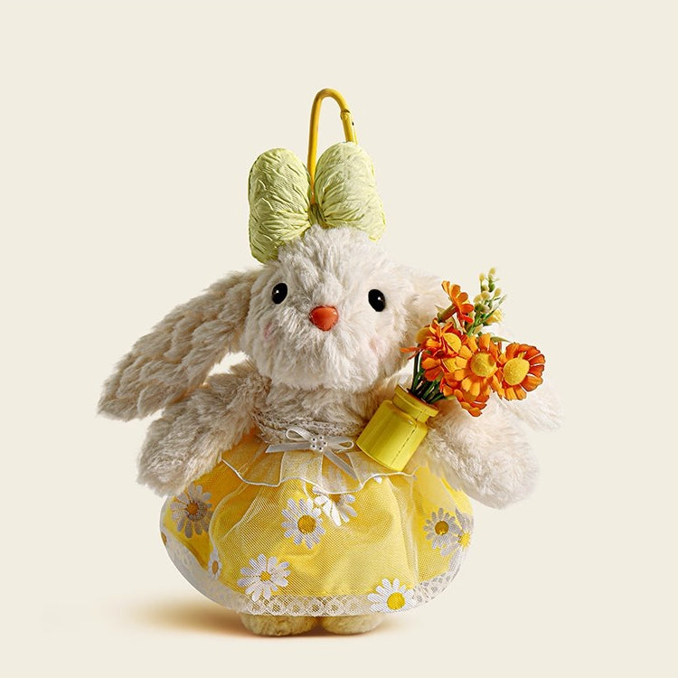 Cute Floral Long-Eared Rabbit Plush Bag Charm