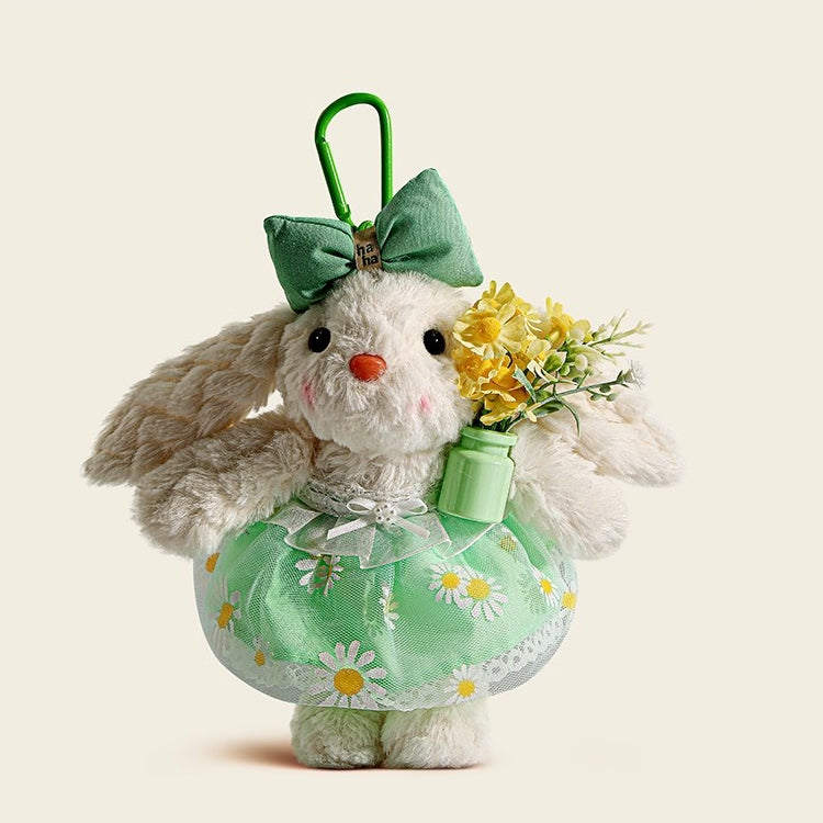 Cute Floral Long-Eared Rabbit Plush Bag Charm