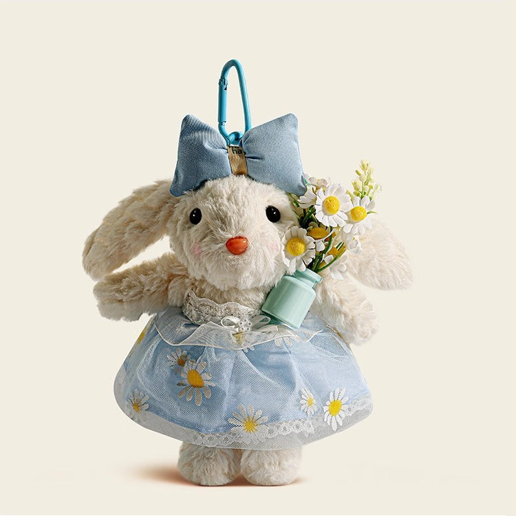 Cute Floral Long-Eared Rabbit Plush Bag Charm