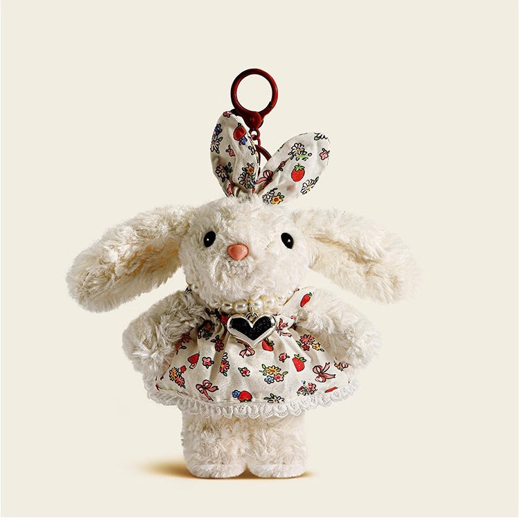 Cute Floral Long-Eared Rabbit Plush Bag Charm