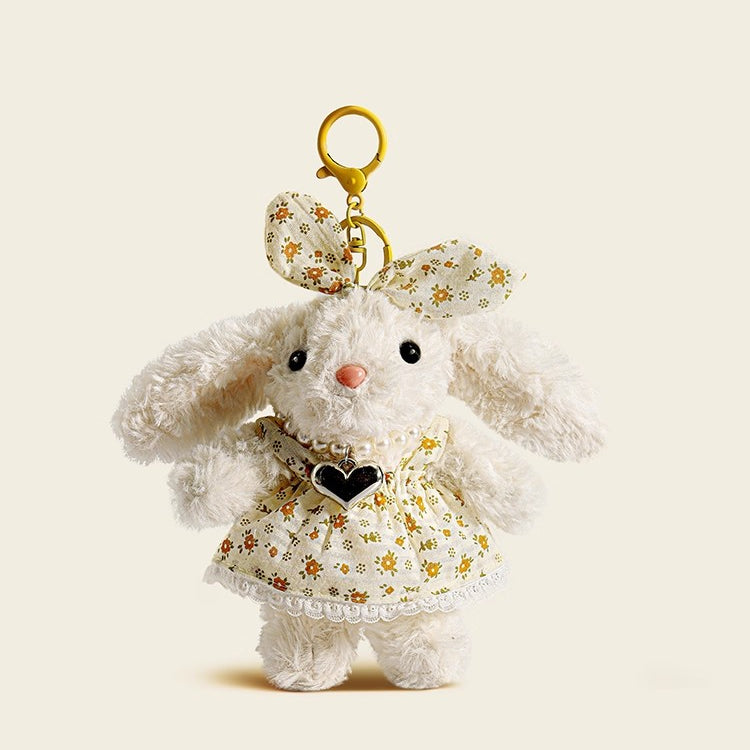 Cute Floral Long-Eared Rabbit Plush Bag Charm