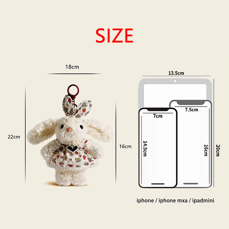Cute Floral Long-Eared Rabbit Plush Bag Charm