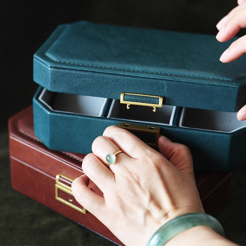 Delicate Genuine Leather Jewelry Box, Large Capacity Multi-compartment Storage Case