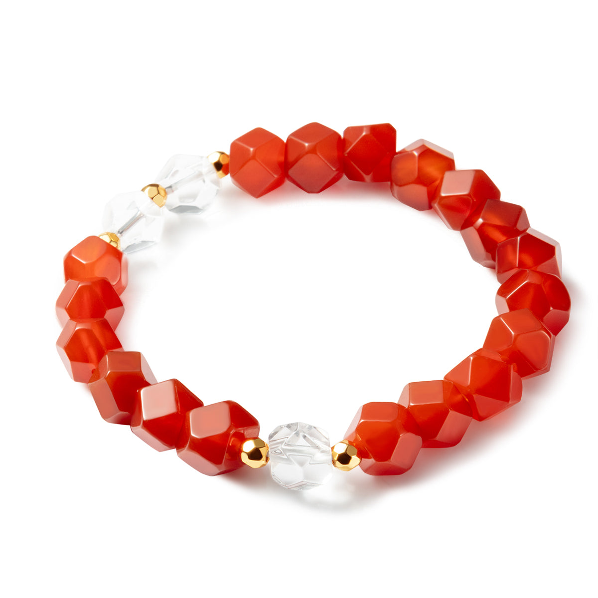 Faceted Octagon-Cut Natural Crystal Bracelets For Couples 17.5CM