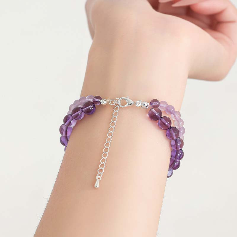 Natural White & Amethyst 2-Piece Stackable Bracelet