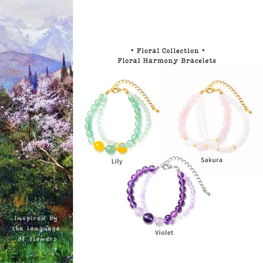 Natural White & Amethyst 2-Piece Stackable Bracelet