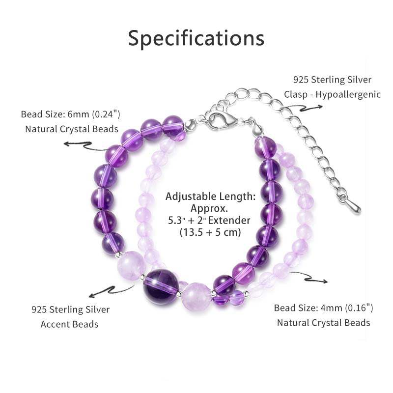 Natural White & Amethyst 2-Piece Stackable Bracelet