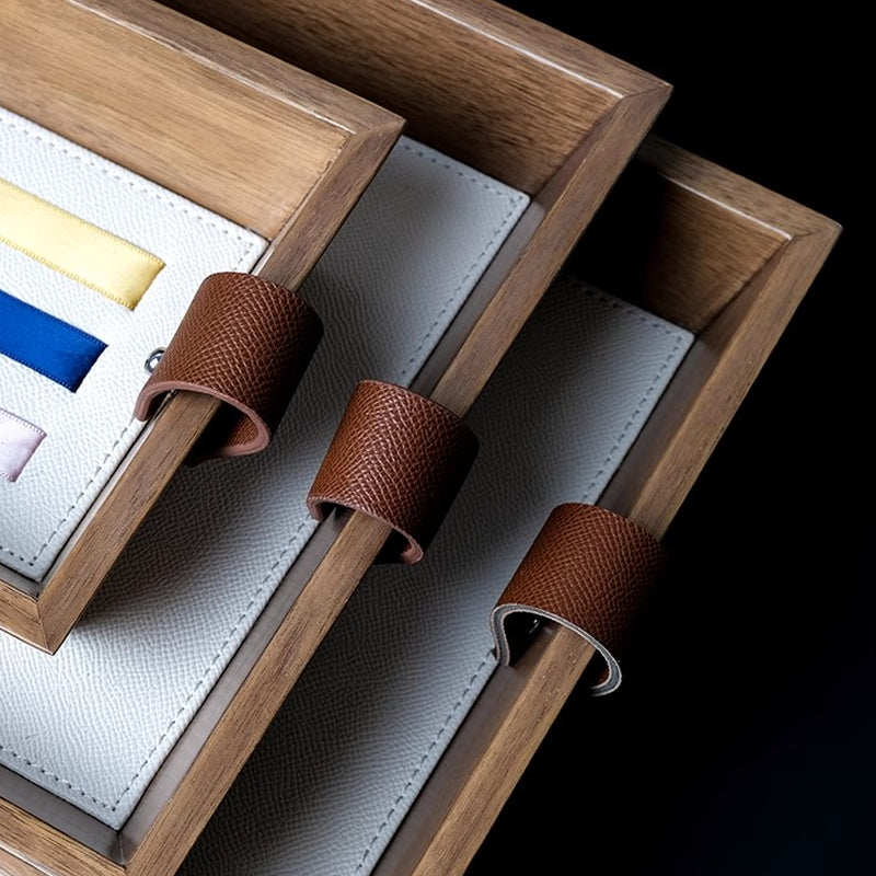 Leather Color-blocked Ribbon Tray, Jewelry Organizer Dish