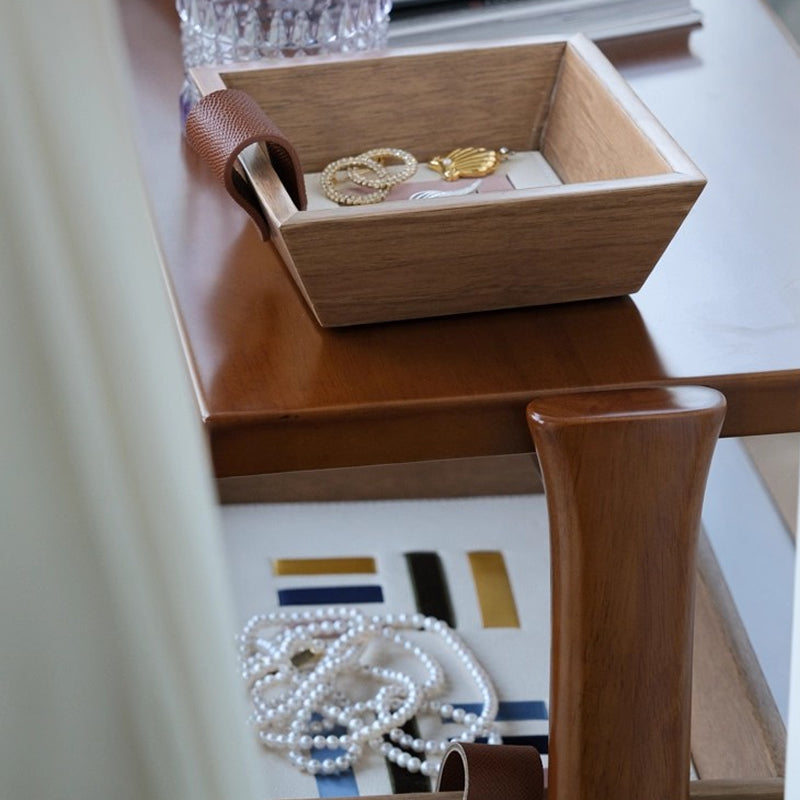 Leather Color-blocked Ribbon Tray, Jewelry Organizer Dish