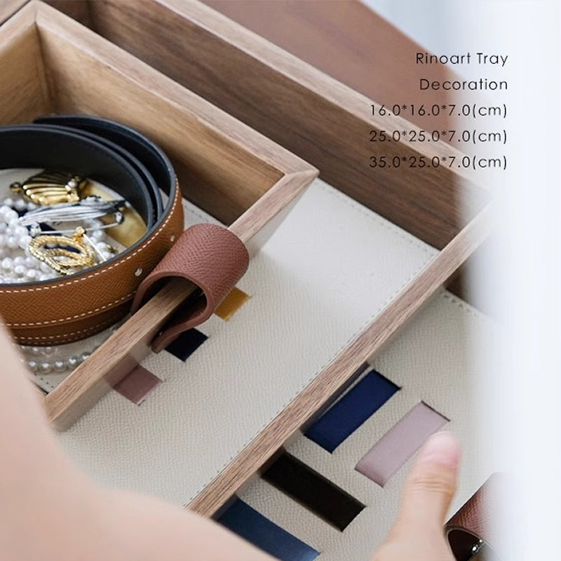 Leather Color-blocked Ribbon Tray, Jewelry Organizer Dish