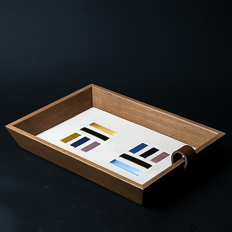 Leather Color-blocked Ribbon Tray, Jewelry Organizer Dish