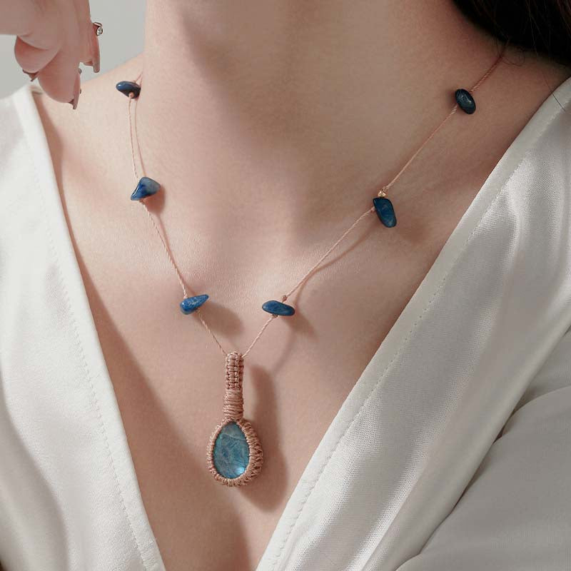 Labradorite Natural Crystal Pendant Necklace