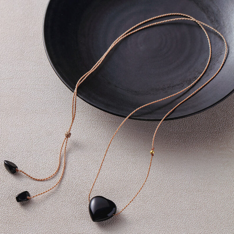 Natural Crystal Heart Pendant Necklace