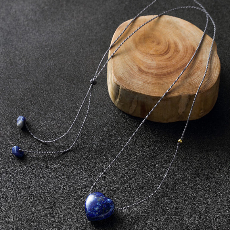 Natural Crystal Heart Pendant Necklace