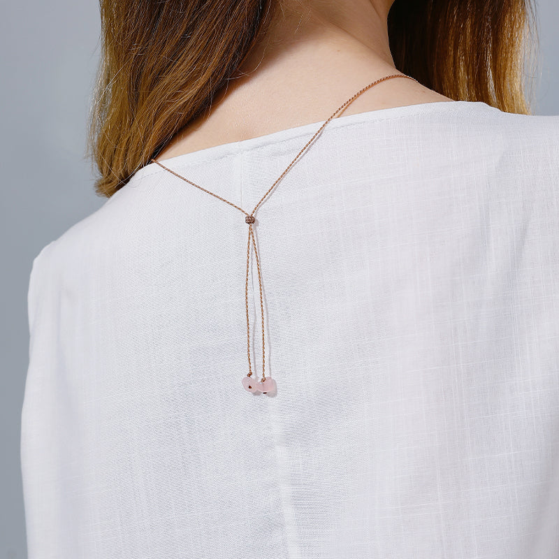 Natural Crystal Heart Pendant Necklace