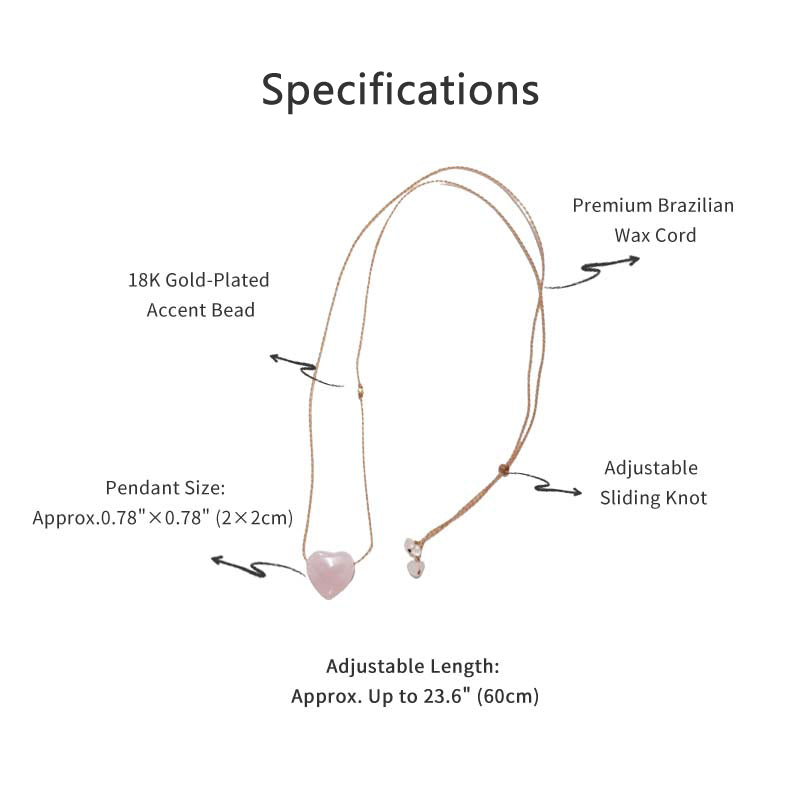 Natural Crystal Heart Pendant Necklace