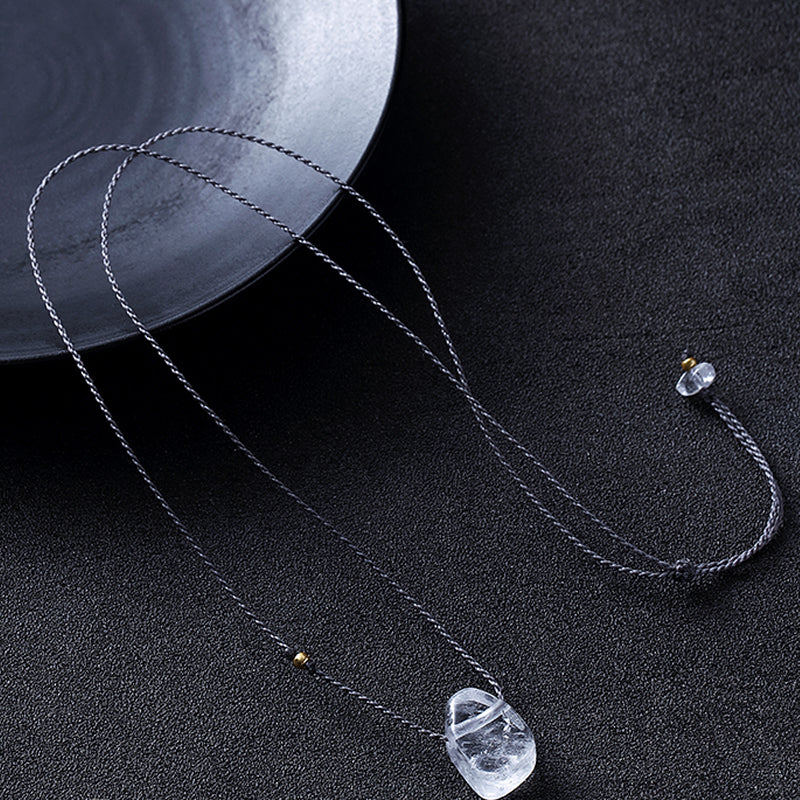 Natural Crystal Pendant Necklace|Versatile Dainty Necklace for Work & Dates