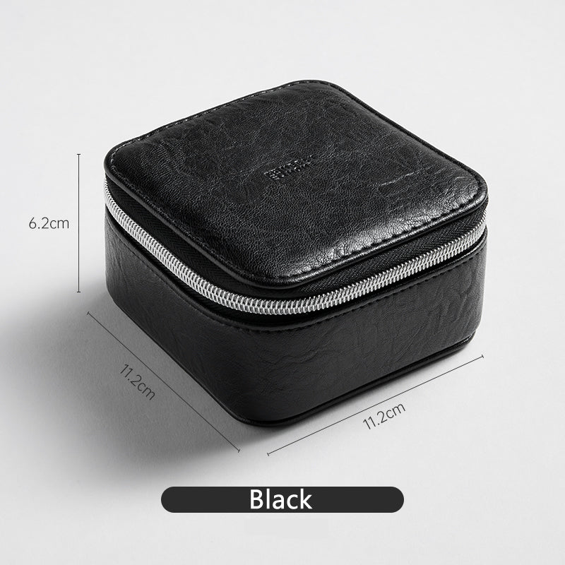Premium Black & Silver Jewelry Storage Box, Elegant Portable Travel Case for Accessories