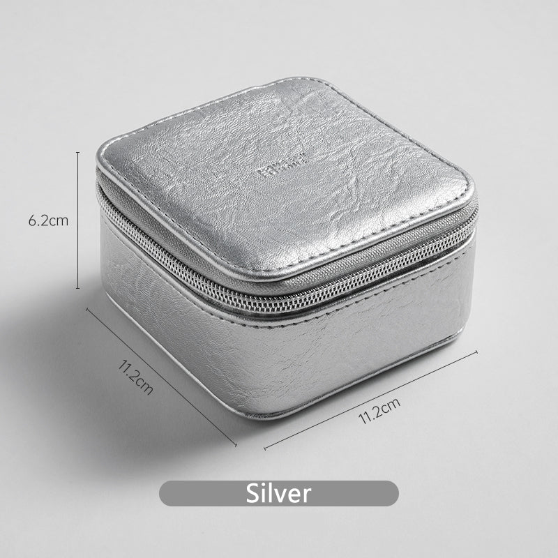 Premium Black & Silver Jewelry Storage Box, Elegant Portable Travel Case for Accessories