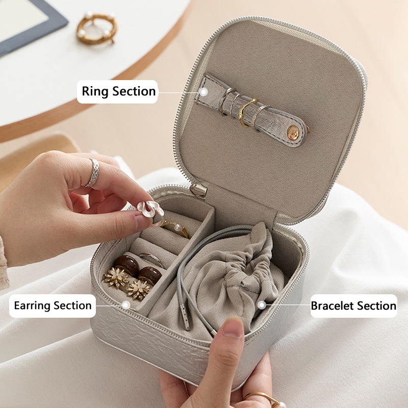 Premium Black & Silver Jewelry Storage Box, Elegant Portable Travel Case for Accessories