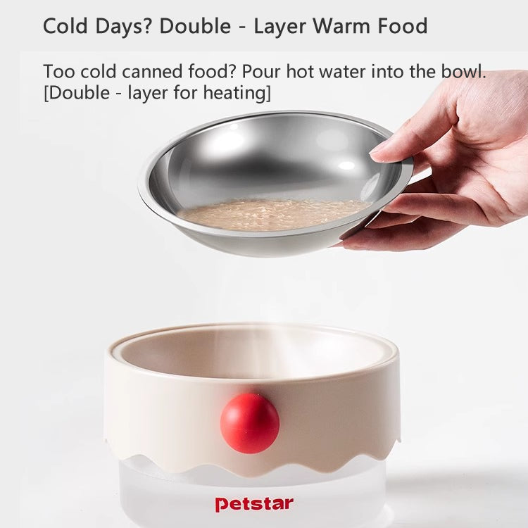 Stainless Steel Cat Double Bowl - Elevated Food Bowl & Water Dish