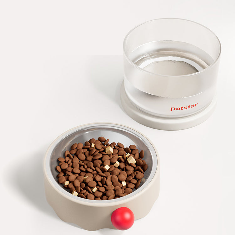 Stainless Steel Cat Double Bowl - Elevated Food Bowl & Water Dish