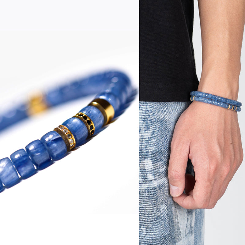 Handmade Natural Kyanite Crystal Straight-Cut Bracelet