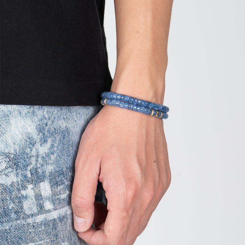 Handmade Natural Kyanite Crystal Straight-Cut Bracelet